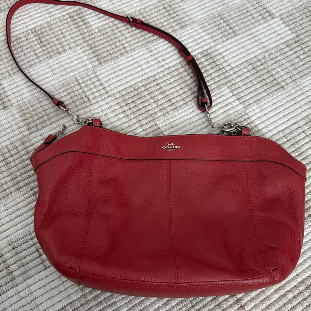 Coach Red Leather Shoulder Bag